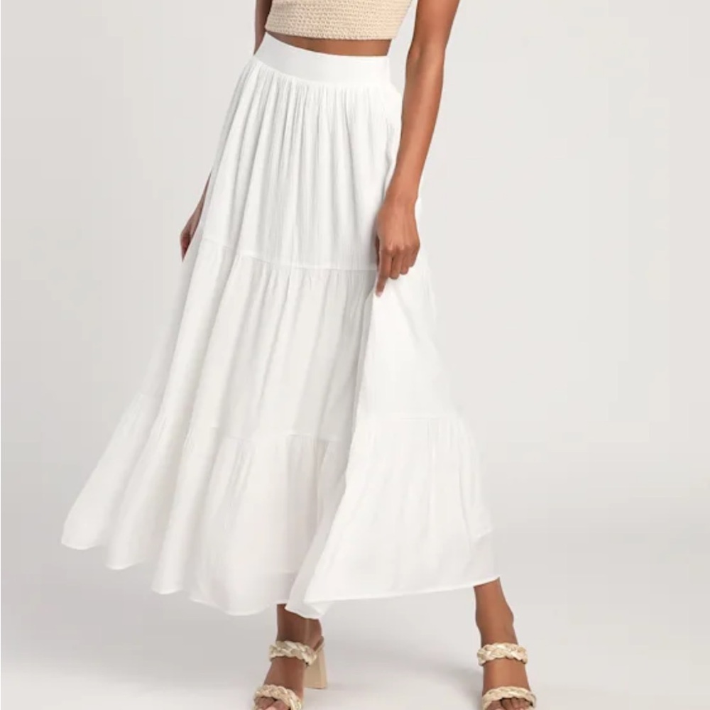 Tier and Dear Ivory Tiered Maxi skirt LuLus